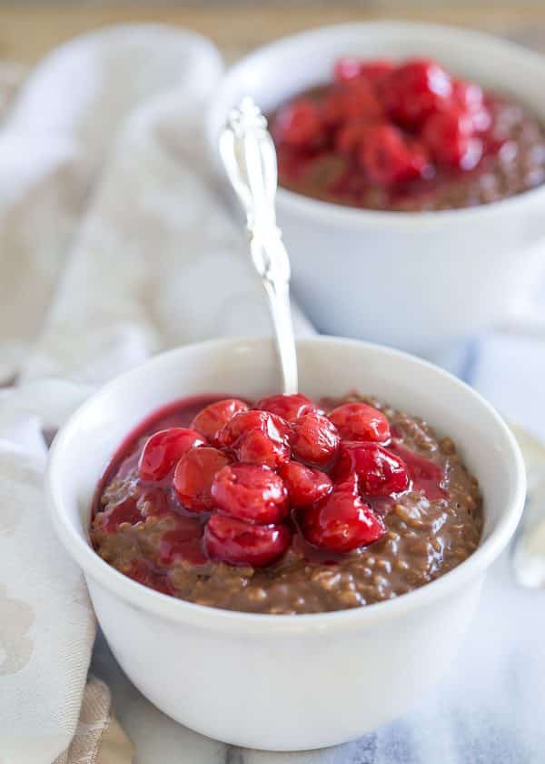 Slow Cooker Chocolate Cherry Steel-Cut Oatmeal