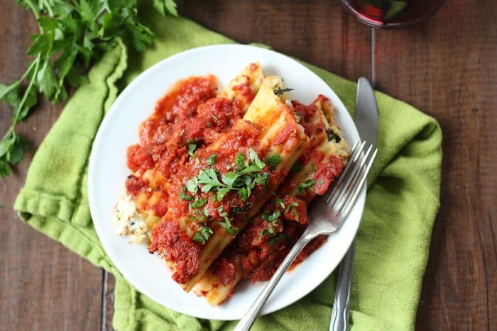 Vegan Baked Manicotti with Kale By OhMyVeggies.com