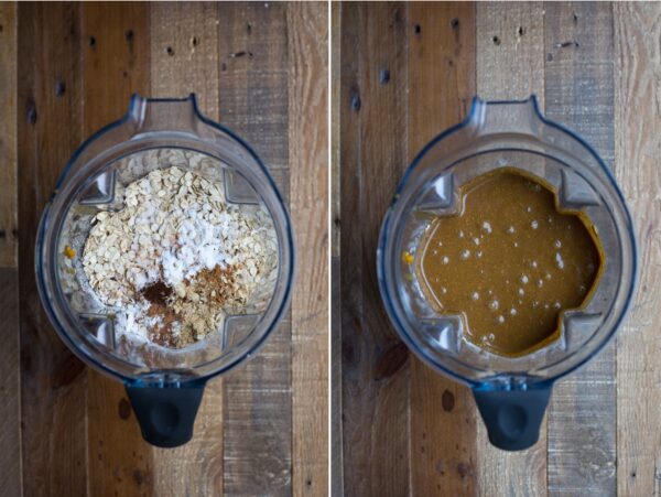 making Pumpkin Gingerbread Muffins in the blender