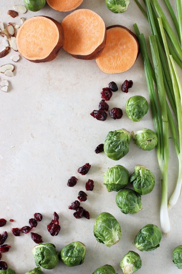 Brussels Sprout and Sweet Potato Israeli Couscous Salad