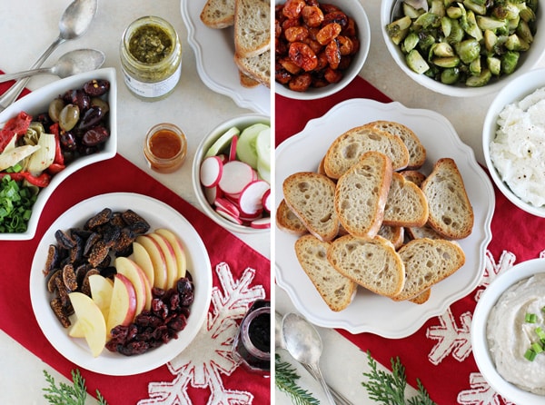 DIY Crostini Bar collage of different areas of the table