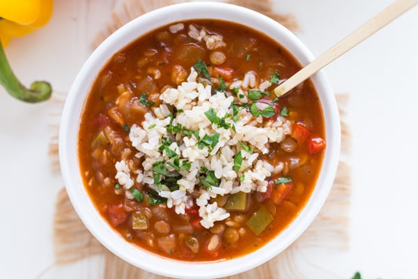 Lentil Stuffed Pepper Soup