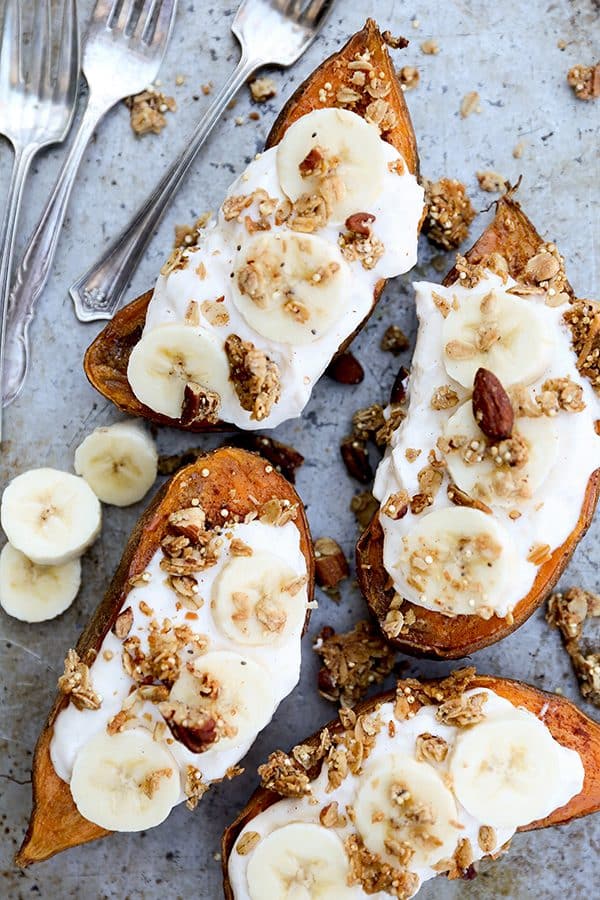 Breakfast Sweet Potatoes with Quinoa Granola