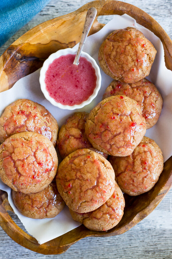 Cinnamon Roll Cookies with Cranberry Glaze