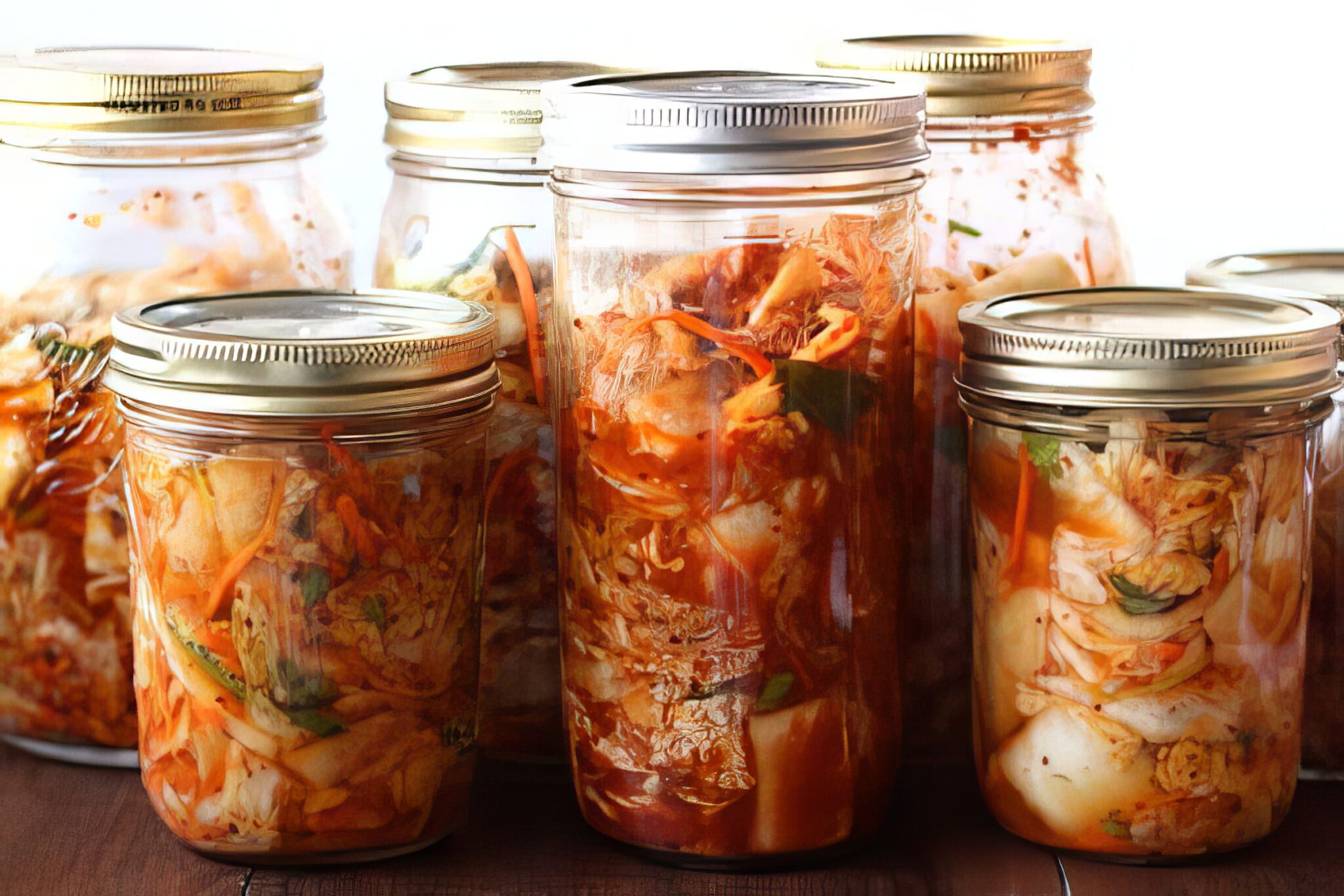 jars of homemade vegan kimchi