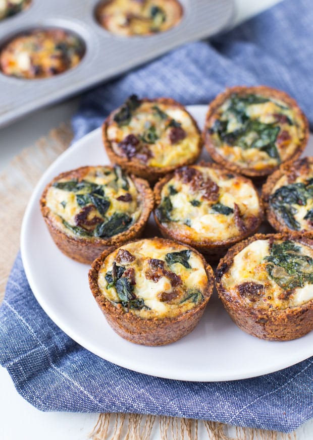 Spinach Goat Cheese Mini Quiches By OhMyVeggies.com