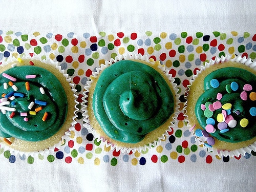Golden Vanilla Cupcakes with Avocado Buttercream
