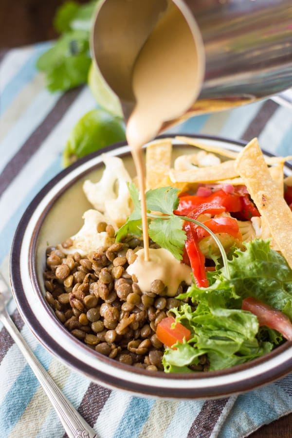 Chickpea and Lentil Taco Salad Meal Prep Bowls - She Likes Food