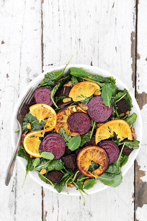 Roasted Beet and Orange Panzanella Salad By OhMyVeggies.com