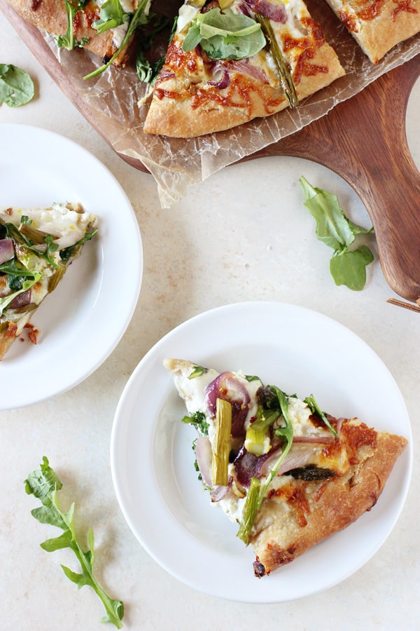 Roasted Asparagus and Arugula Pizza