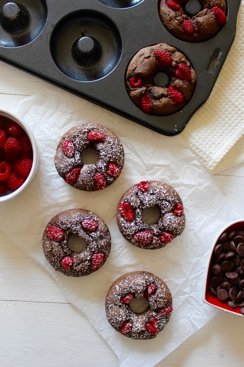 Dark Chocolate Raspberry Donuts
