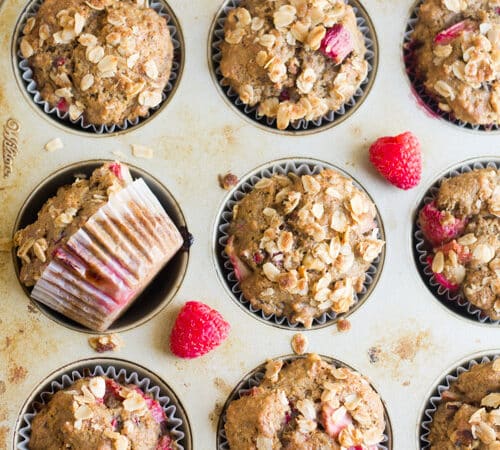 Rhubarb Raspberry Muffins - The Queen of Delicious