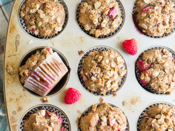 Raspberry Rhubarb Muffins