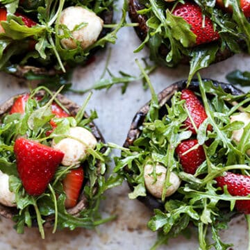 Strawberry Caprese Salad Stuffed Portobella Mushrooms