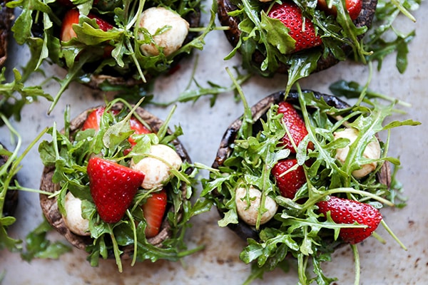 Strawberry Caprese Salad Stuffed Portobella Mushrooms