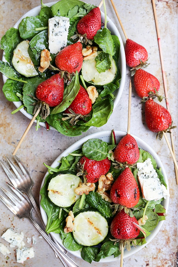 Grilled Strawberry and Cucumber Salad