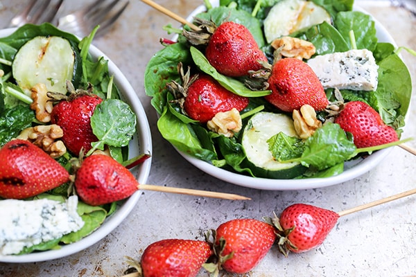 Grilled Strawberry and Cucumber Salad