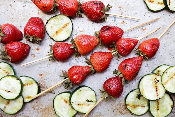 Grilled Strawberry and Cucumber Salad