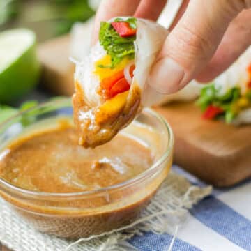 Mango Spring Rolls with Almond Butter Dipping Sauce