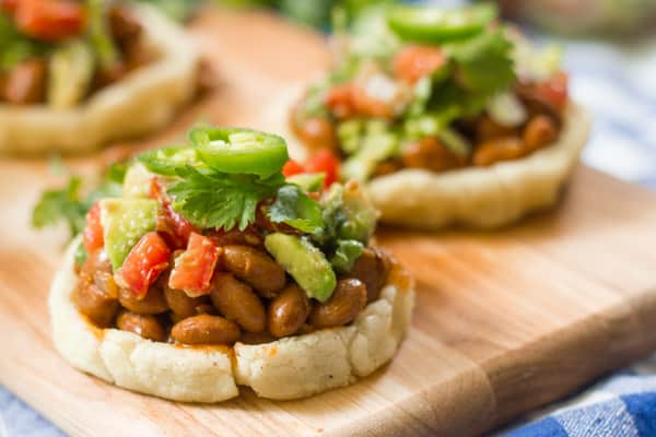 Sopes with Smoky Pinto Beans and Avocado Salsa