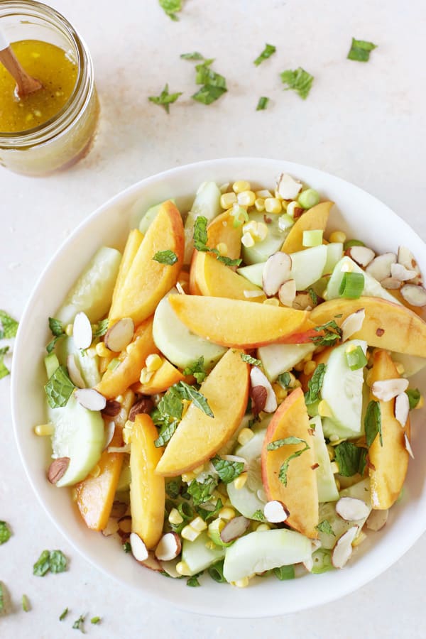 Cucumber, Peach and Corn Salad