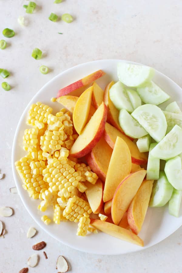 Cucumber, Peach and Corn Salad