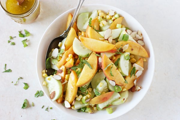 Cucumber, Peach and Corn Salad