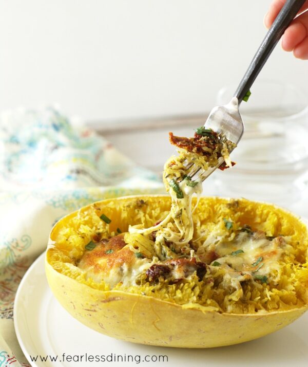 Sun-Dried Tomato & Pesto Stuffed Spaghetti Squash