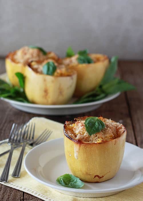 White Pizza Stuffed Spaghetti Squash