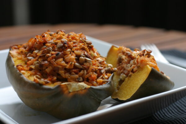 Lentil & Rice Stuffed Acorn Squash