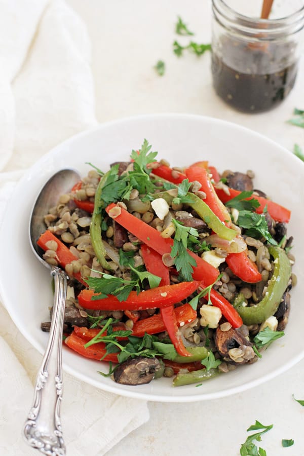 Honey Balsamic Roasted Vegetable Lentil Salad