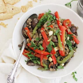 Honey Balsamic Roasted Vegetable Lentil Salad