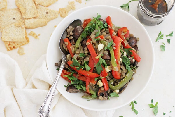 Honey Balsamic Roasted Vegetable Lentil Salad