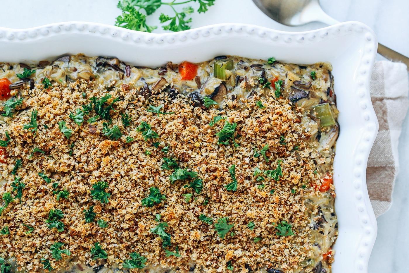 Creamy Wild Rice and Mushroom Casserole - Oh My Veggies