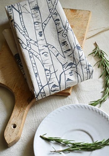birch tree flour sack towel in charcoal grey handmade kitchen tools