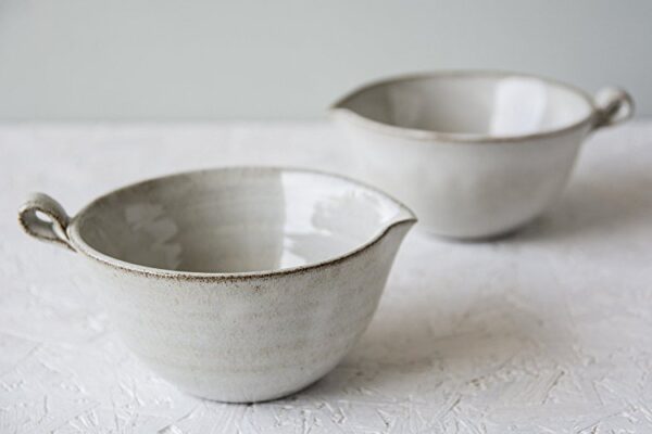 white pottery gravy dish handmade kitchen tools