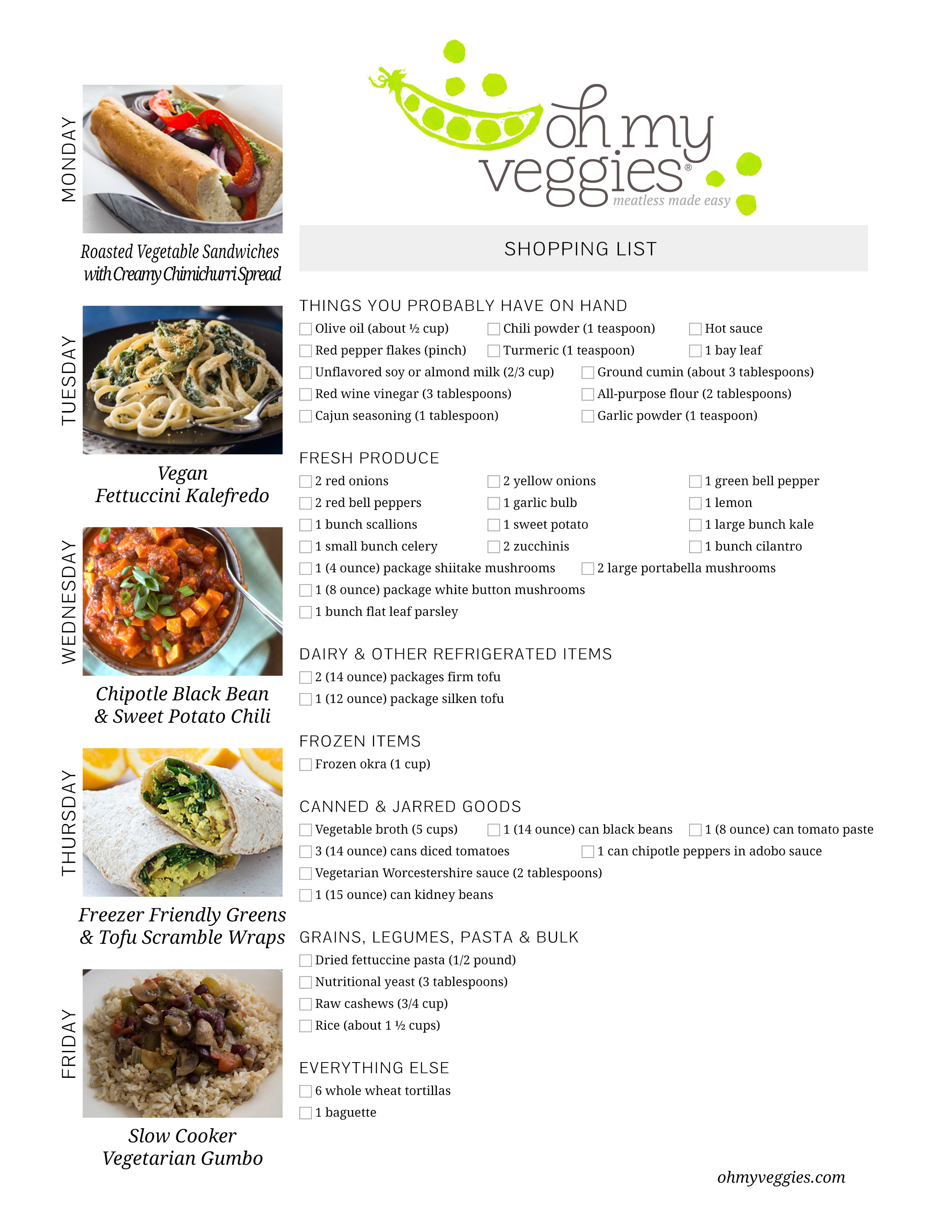 Vegan Meal Plan | 01.02.17 | Oh My Veggies