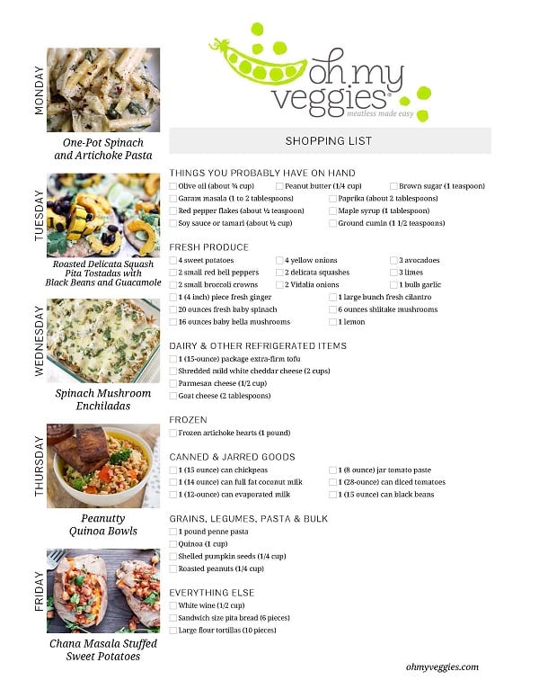 Vegetarian Meal Plan | 12.05.16 | Oh My Veggies