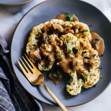 Cauliflower Steaks with Mushroom Gravy