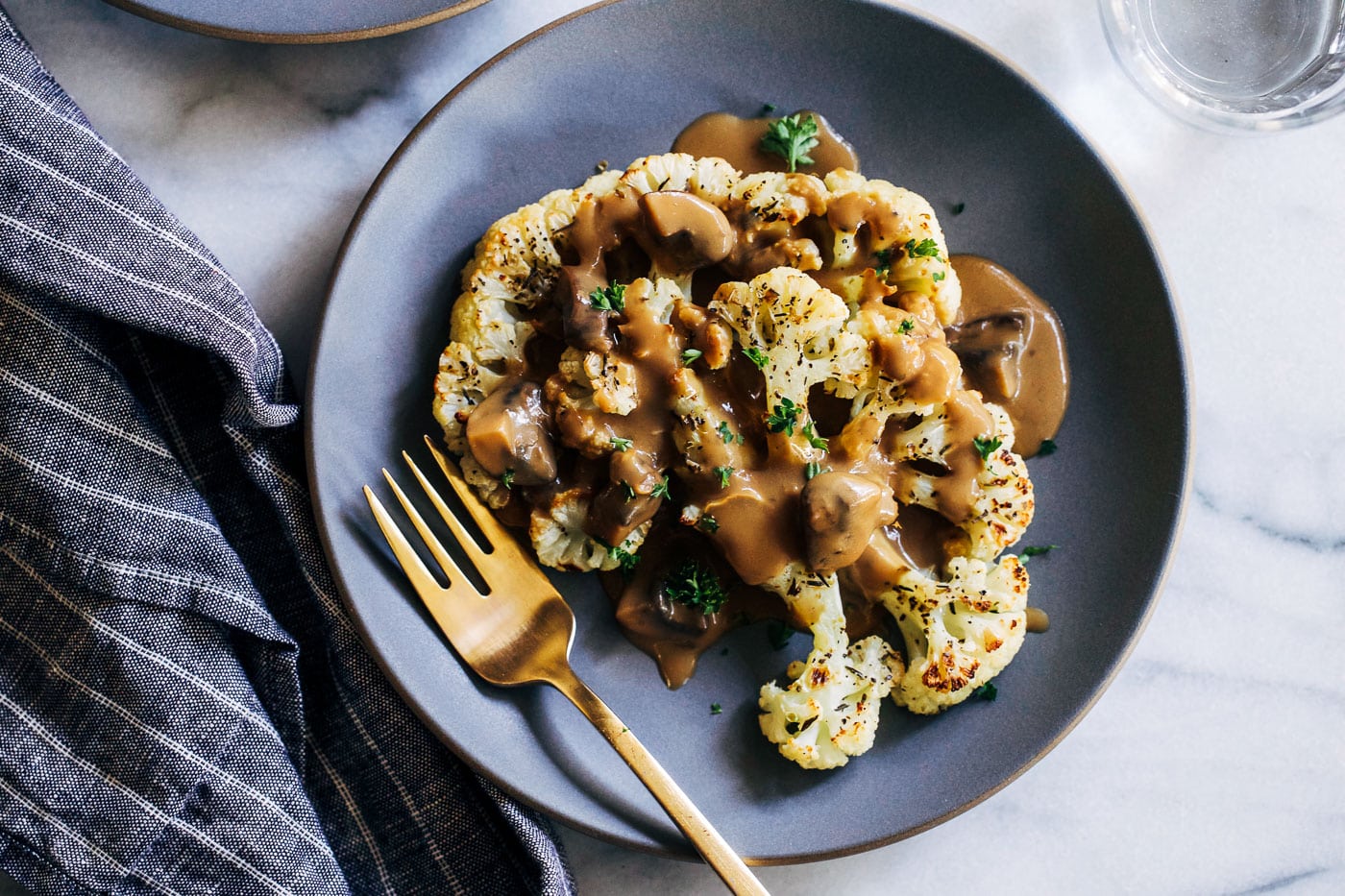 Cauliflower Steaks with Mushroom Gravy