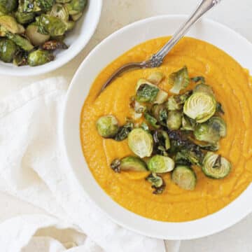 Butternut Squash Soup with Crispy Brussels Sprouts