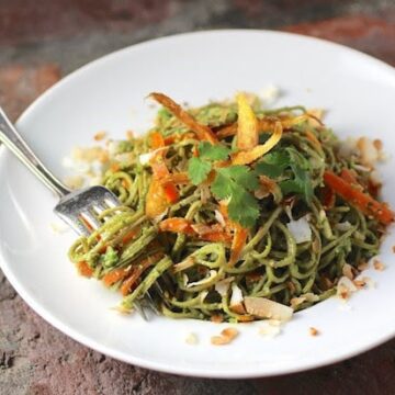 edamame spaghetti with kale cilantro pesto recipe