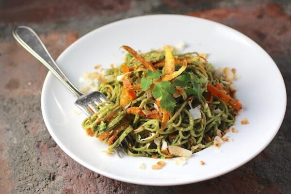 edamame spaghetti with kale cilantro pesto recipe