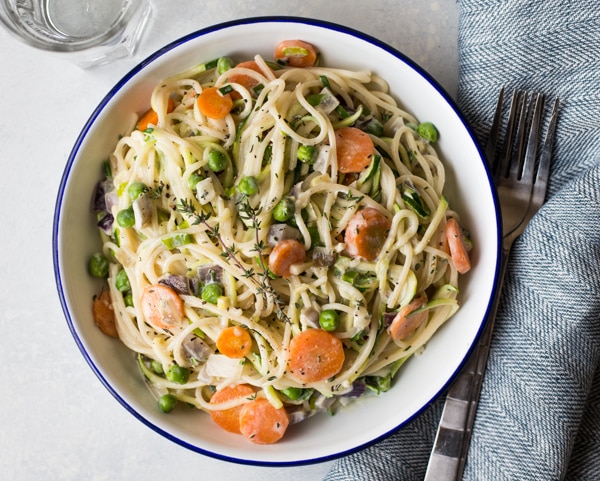 Pasta with Thyme Cream & Zucchini Noodles