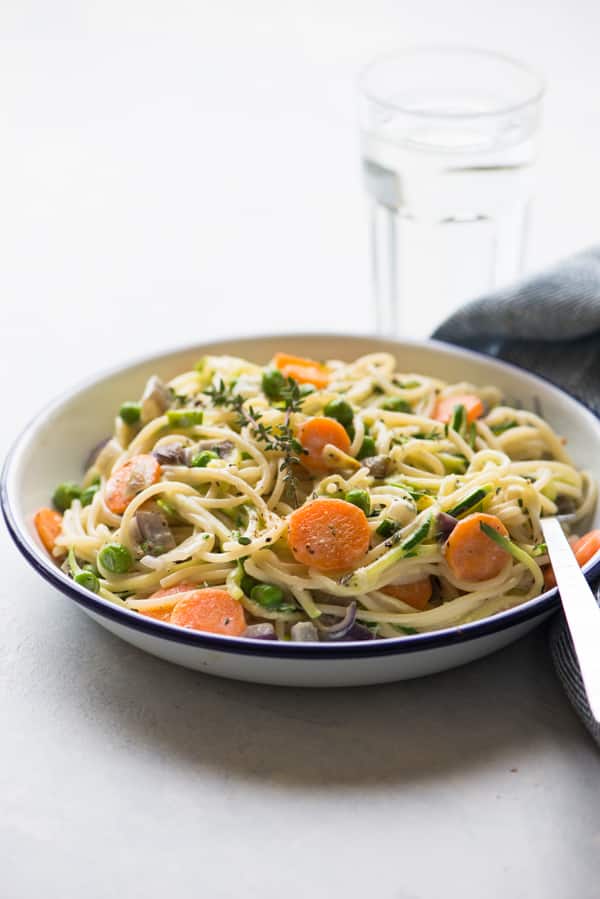 Pasta with Thyme Cream & Zucchini Noodles