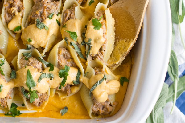 pasta shells stuffed with butternut squash