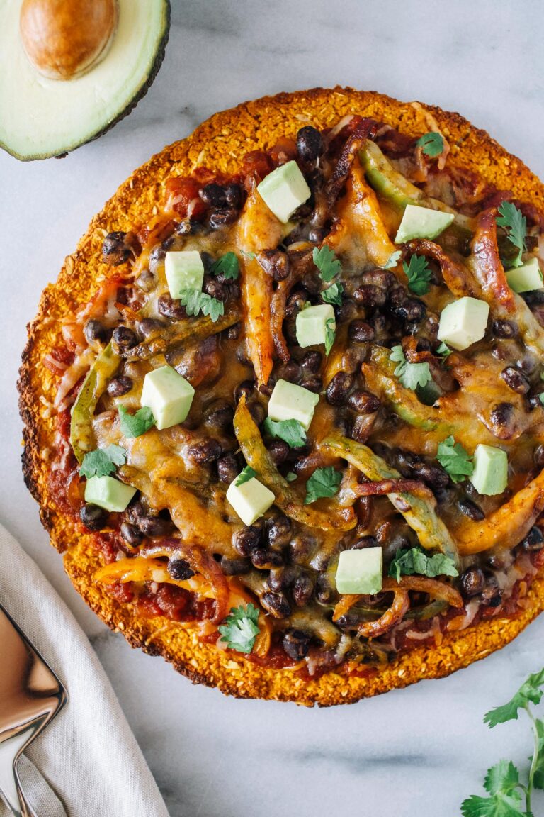 Mexican-Style Pizza with Sweet Potato Crust By OhMyVeggies.com