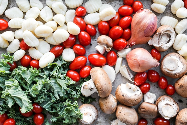 Baked Gnocchi with Tomatoes, Mushrooms and Kale