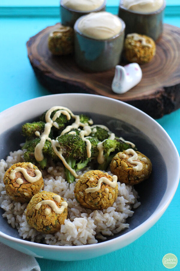 Indian-Inspired Falafel Bowl with Roasted Broccoli