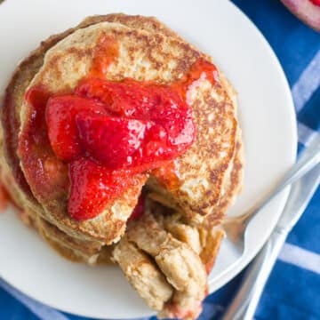 Make & Freeze Quinoa Pancakes with Strawberry Compote